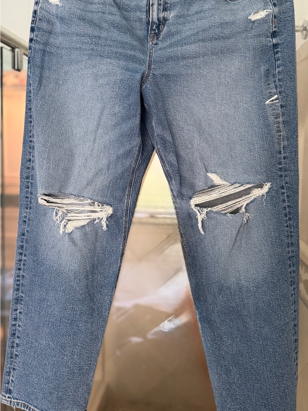 American Eagle Outfitters High-Rise Curvy Straight Jeans - Light Blue